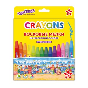 Восковые мелки утолщенные на масляной основе ЮНЛАНДИЯ "ДОМИКИ", 24 цвета, 273091 - фото 6329430