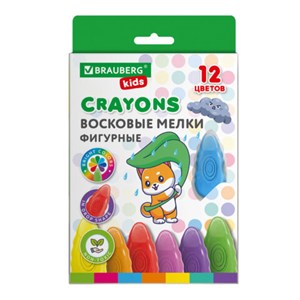 Восковые мелки фигурные BRAUBERG KIDS "Капельки", 12 цветов, 273094 - фото 6329434