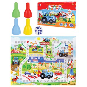 Игра-ходилка настольная детская, СИНИЙ ТРАКТОР, РК, ИН-6130 - фото 6353898