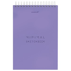 Скетчбук, белая бумага 100 г/м2, 140х201 мм, 60 л., гребень, жёсткая подложка, BRAUBERG ART, Minimal сиреневый, 116901 - фото 6365274