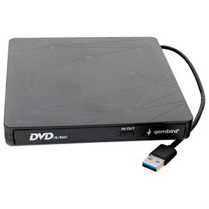 Внешний оптический привод CD/DVD GEMBIRD USB 3.0, пластик, черный, DVD-USB-03 - фото 6377361