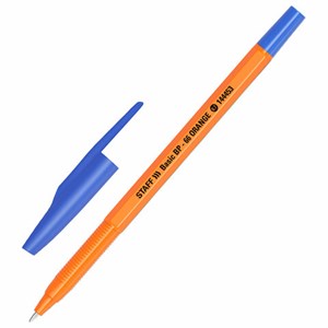 Ручка шариковая STAFF "Basic BP-66 ORANGE", СИНЯЯ, корпус оранжевый, узел 1 мм, линия письма 0,5 мм, 144453 - фото 6392796