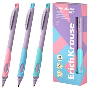 Карандаш механический 2 мм ERICH KRAUSE "ErgoLine Kids Pastel", HB, с точилкой, ассорти, 63833 - фото 6392814