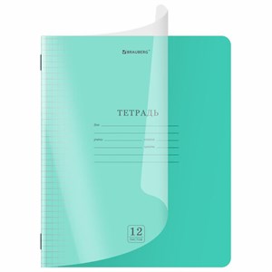Тетрадь обложка пластик (прозрачный) 12 л., клетка, BRAUBERG "Smart Cover", ЗЕЛЕНАЯ, 405019 - фото 6392829
