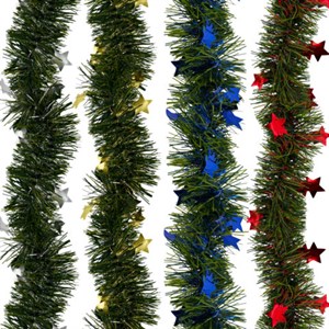 Мишура (1 штука) с декором, диаметр 70 мм, длина 2 м, матовая, ассорти 4 дизайна, ЗОЛОТАЯ СКАЗКА, 592424 - фото 6420102