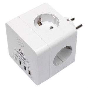 Сетевой фильтр CABLEXPERT Cube, 4 розетки, 16А, 1xType-C PD, 3хUSB, белый, CUBE-4-СU3-W - фото 6451866