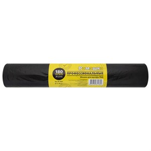 Мешки для мусора 180 л, черные, в рулоне 25 шт., ПВД 30 мкм, 90x110 см, РОМАШКА "ПРОФИ", ВР-0082 - фото 6487497