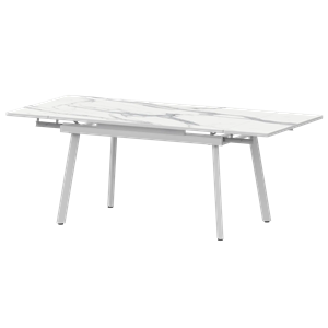 Стол раздвижной Гранд Обеденные столы в пластике Гранд 1400+300+300 (Н-3799) Мрамор Белый/Белый муар - фото 6487551