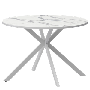 Стол нераздвижной Грань Обеденные столы в пластике Грань 900 (Н-3824) Мрамор Белый/Белый муар - фото 6487624