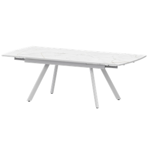 Стол раздвижной Фаворит Обеденные столы в пластике Фаворит 1400+300 (Н-3791) Азул/Белый муар - фото 6487626