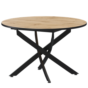 Стол нераздвижной Геометрия 2 Обеденные столы в пластике Геометрия 2 1000 (Н-3782) Дуб Вотан/Черный муар - фото 6487866