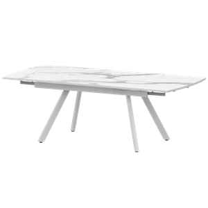 Стол раздвижной Фаворит Обеденные столы в пластике Фаворит 1400+300 (Н-3791) Мрамор Белый/Белый муар - фото 6487896