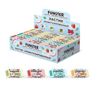 Ластик ароматизированный FUNSTER (ФАНСТЕР) "SWEET", 54х23х10 мм, скошенный, картонный держатель, экологичный ПВХ, ассорти, 272727 - фото 6517054