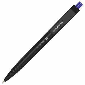 Ручка шариковая масляная автоматическая BRAUBERG "BLACK PEN RT", СИНЯЯ, игольчатый наконечник 0,7 мм, линия письма 0,35 мм, 144326 - фото 6523454