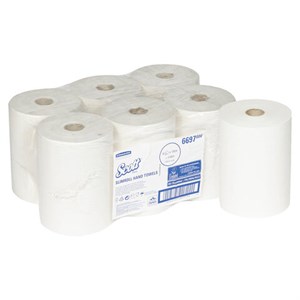Полотенца бумажные рулонные KIMBERLY-CLARK Scott, КОМПЛЕКТ 6 шт., Slimroll, 190 м, белые, 6697 - фото 6549604
