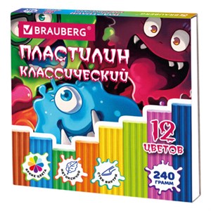 Пластилин классический "МОНСТРИКИ", 12 цветов, 240 г, СТЕК, ВЫСШЕЕ КАЧЕСТВО, BRAUBERG, 107356 - фото 6549689