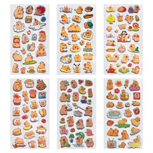 Наклейки зефирные "Капибары", 18х9,5 см, ассорти 6 видов, FUNSTER (ФАНСТЕР), 666093 - фото 6566235
