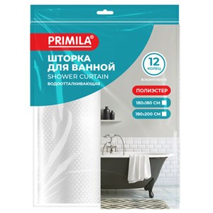 Шторка для ванной ПОЛИЭСТЕР, 180х180см, кольца в комплекте, СЕРЫЙ БРИЛЛИАНТ, PRIMILA, 700088 - фото 6566553