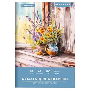 Папка для акварели БОЛЬШАЯ А2, 10л., 200 г/м2, 400х590мм, BRAUBERG АКАДЕМИЯ, "Полевые цветы", 117739 - фото 6603489