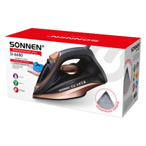 Утюг паровой SONNEN SI-6680, 2200 Вт, керамическое покрытие, антикапля, черный/розовый, 456997 - фото 6603500