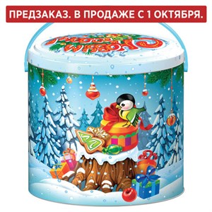 Подарок новогодний "СЛАДКОЕЖКА", 600 г, НАБОР конфет, жестяная упаковка с ручкой, МОСУПАК - фото 6616557