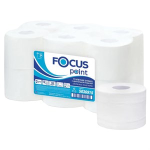 Бумага туалетная с центральной вытяжкой 120 м, FOCUS Point, 2-слойная, белый, КОМПЛЕКТ 12 рулонов, 5036915 - фото 6628807