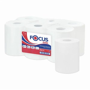 Полотенца бумажные с центральной вытяжкой 125 м FOCUS (Система М2) Jumbo, 2-слойные, белые, КОМПЛЕКТ 6 рулонов, 5036772 - фото 6628808