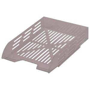 Лоток горизонтальный для бумаг BRAUBERG ECO, 330х245х65 мм, сетчатый, дымчатый, 239012 - фото 6635237
