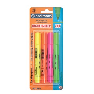 Текстовыделители CENTROPEN НАБОР 4 ЦВЕТА, с клипом, линия 1-4,6 мм, 488520403 - фото 6644798