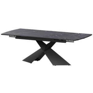 Стол раздвижной Модерн Обеденные столы в пластике Модерн 1400х945+300 (Н-3833) Даркстоун/Черный муар - фото 6658386