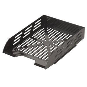 Лоток горизонтальный для бумаг BRAUBERG ECO, 330х245х65 мм, сетчатый, черный, 239011 - фото 6695096