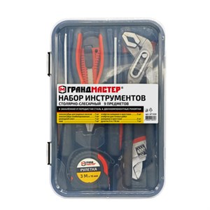 Набор инструментов столярно-слесарный, 9 предметов, пластиковый бокс, ГРАНДМАСТЕР, 671325 - фото 6695149