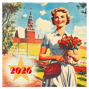 Календарь настенный перекидной 2026 г., BRAUBERG, 12 листов, 28,5х28,5 см, "Советские плакаты", 116934 - фото 6843311