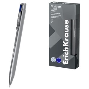 Ручка шариковая автоматическая ERICH KRAUSE "Silverra Matic Classic", СИНЯЯ, линия 0,35 мм, 63132 - фото 6843738