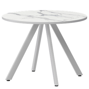 Стол нераздвижной Байкал Мини Обеденные столы в пластике Байкал 900 (Н-3820) Мрамор Белый/Белый муар - фото 6869406