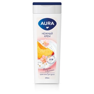Крем-гель для душа 390 мл, AURA "Нежный крем", 14340 - фото 6907373