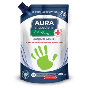 Мыло жидкое антибактериальное для всей семьи 500мл AURA АНТИБАКТЕРИАЛЬНАЯ "Ромашка", дой-пак, 10510 - фото 6907380