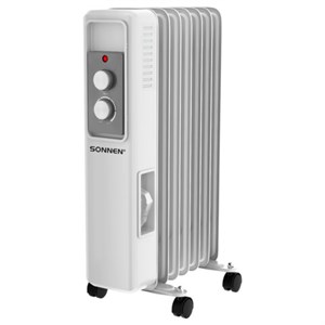 Обогреватель масляный SONNEN DFS-7E, 1500 Вт, механическое управление, 3 режима, 7 секций, белый, 457779 - фото 7023302
