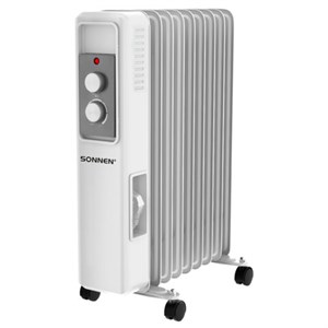 Обогреватель масляный SONNEN DFS-9E, 2000 Вт, механическое управление, 3 режима, 9 секций, белый, 457780 - фото 7023306
