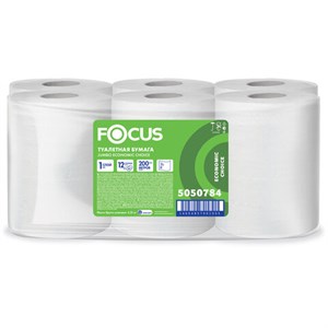 Бумага туалетная 200м, FOCUS (Система Т2) Eco Jumbo 1-сл, цвет белый, КОМПЛЕКТ 12рул,, 5050784 - фото 7047813