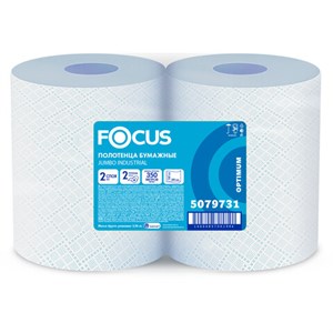 Бумага протирочная FOCUS (W1) Jumbo, 2-сл, КОМПЛЕКТ 2рул, 350м, 1000листов, лист 24х35, 5079731 - фото 7047815