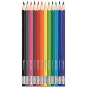 Карандаши цветные стираемые с ластиком BRAUBERG ERASABLE, 12 цветов, шестигранные, 182070 - фото 7047847