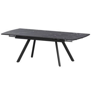 Стол раздвижной Фаворит Обеденные столы в пластике Фаворит 1400+300 (Н-3791) Даркстоун/Черный муар - фото 7135871