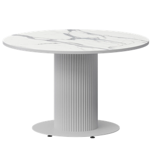 Стол нераздвижной Амур Обеденные столы в пластике Амур 1000 (Н-3822) Мрамор Белый/Белый муар - фото 7338050
