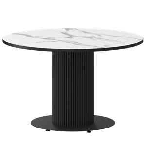 Стол нераздвижной Амур Обеденные столы в пластике Амур 1000 (Н-3822) Мрамор Белый/Черный муар - фото 7338056