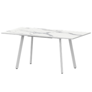 Стол раздвижной Альфа Обеденные столы в пластике Альфа 1200+300 (Н-3780) Мрамор Белый/Белый муар - фото 7338099