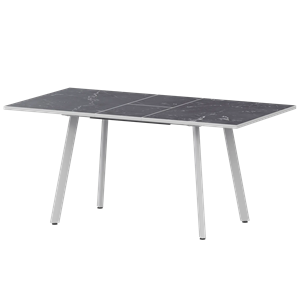 Стол раздвижной Альфа Обеденные столы в пластике Альфа 1100+300 R20 Даркстоун/Белый муар - фото 7338130