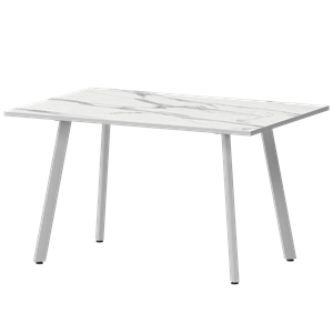Стол нераздвижной Альфа Обеденные столы в пластике Альфа 1200 R20 Мрамор Белый/Белый муар - фото 7338136