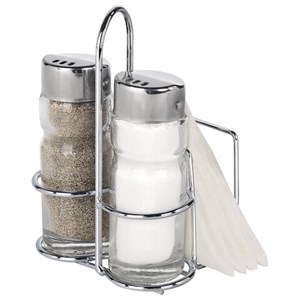 Набор для специй 2х50 мл, CLASSIC, салфетница/подставка + солонка + перечница, WEGLA (ВЕГЛА), 700229 - фото 7338163