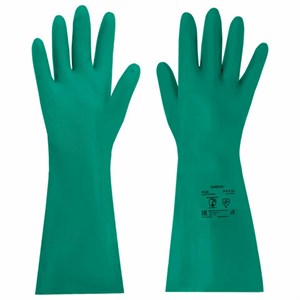 Перчатки нитриловые КЩС, ULTRA STRONG, химически устойчивые, с хлопковым напылением, зеленые, размер 9-9,5 L (большой), RABBITEX, 700912 - фото 7343738